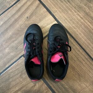 Adidas Kids Black and Pink Soccer Shoes
